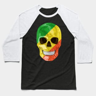 Republic Of The Congo Flag Skull - Gift for Congon With Roots From Republic Of The Congo Baseball T-Shirt